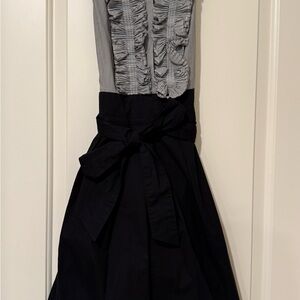 Eliza J Ruffle Front Pinstripe Belted (Bow) Dress - SO cute!  Size 6